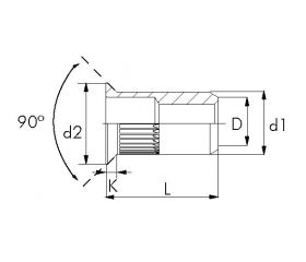 TUERCA REMACHABLE ACERO BRALO RANURADA AVELLANADA
